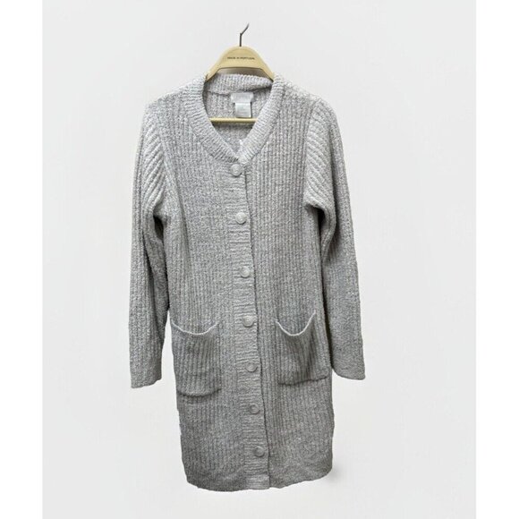 Softies 34" Heather Gray‎ Rib Marshmallow Button Down Long Cardigan S $129 New - Picture 1 of 9